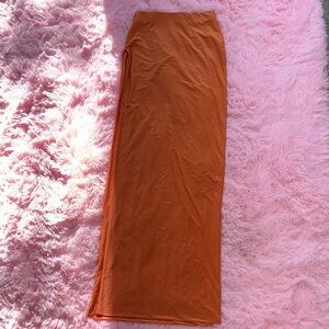 FASHION NOVA Double Slit Vibrant Orange Maxi Skirt